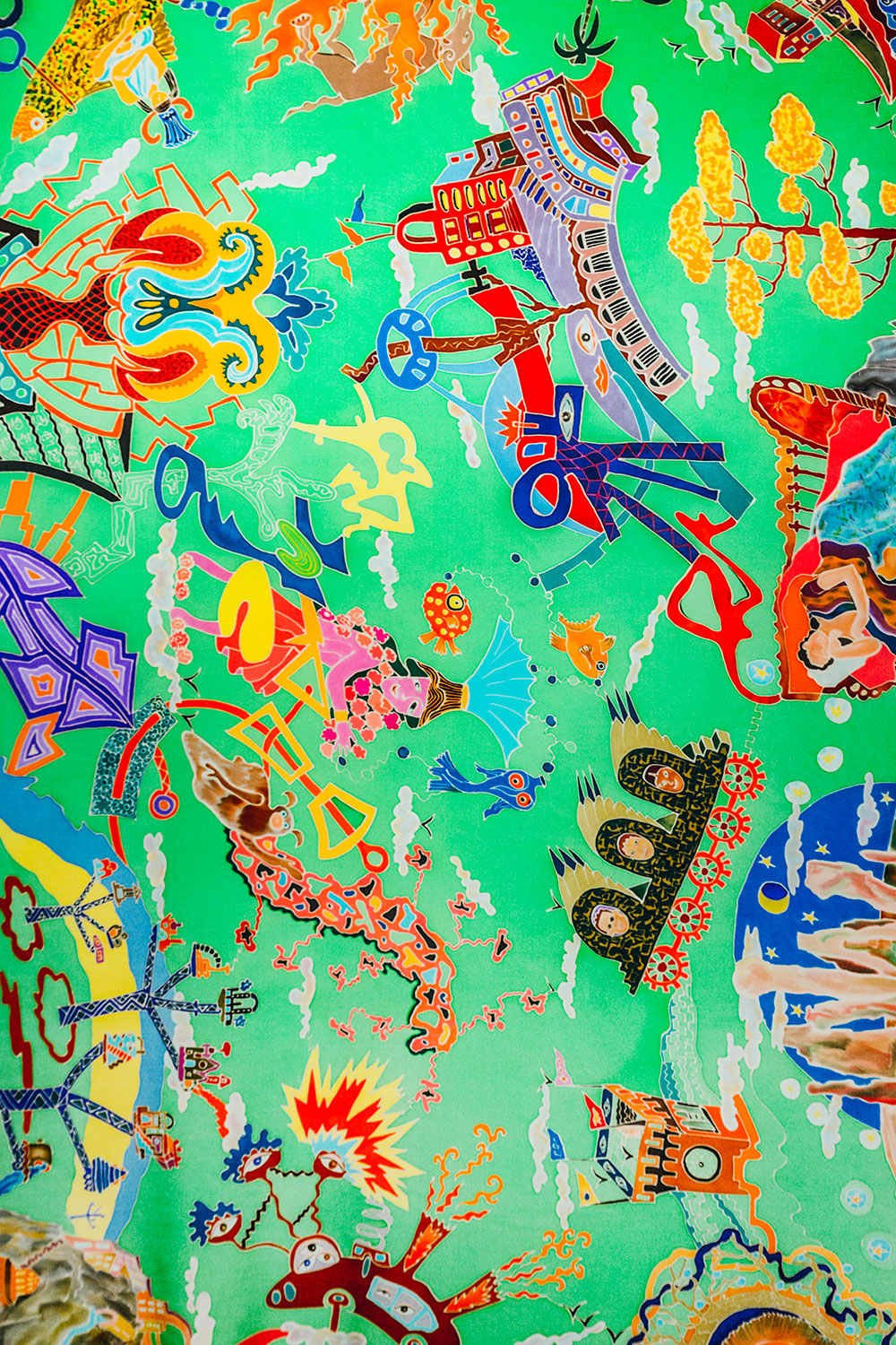 Silk Painting of Doodles Detail