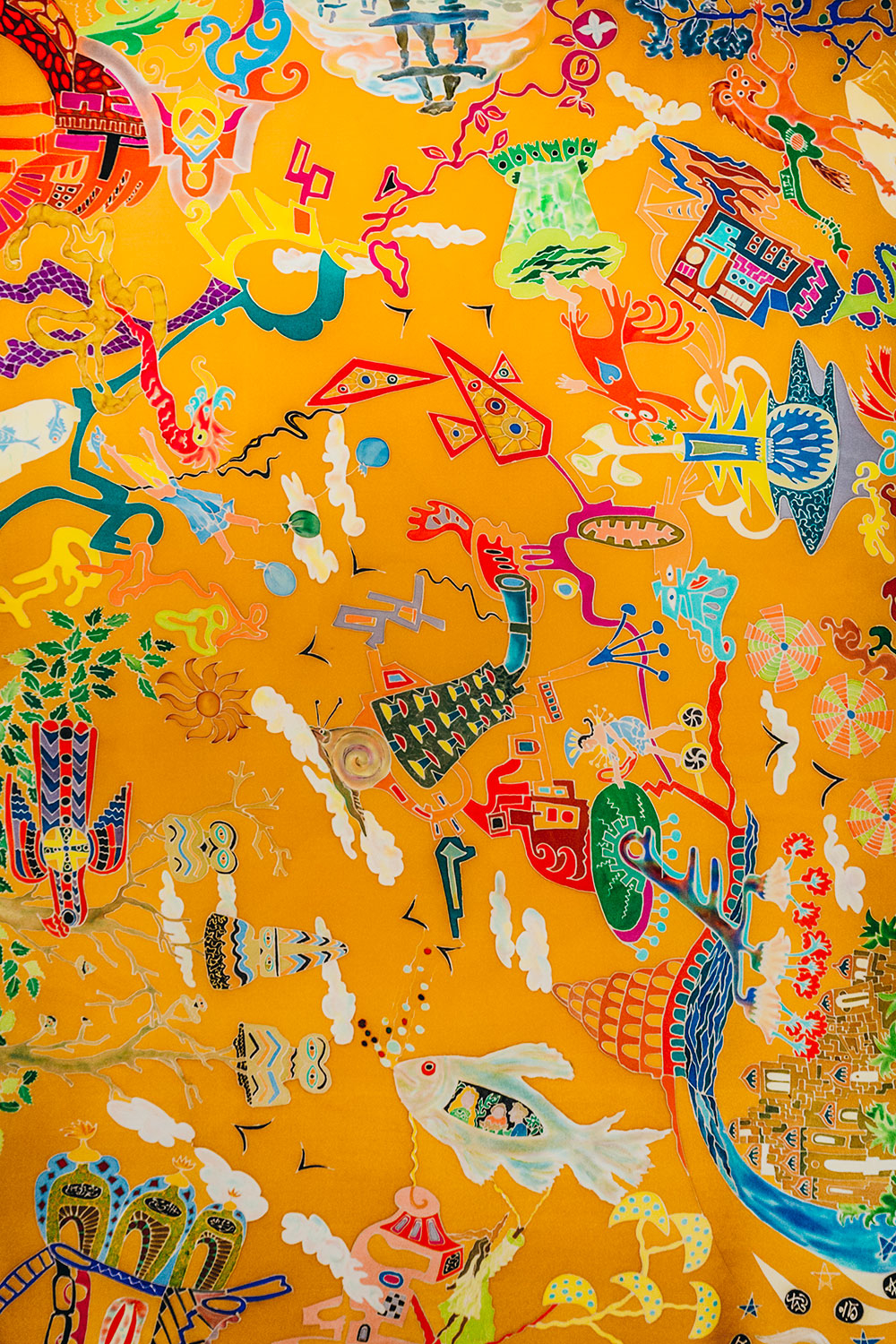 Silk Painting of Doodles Detail