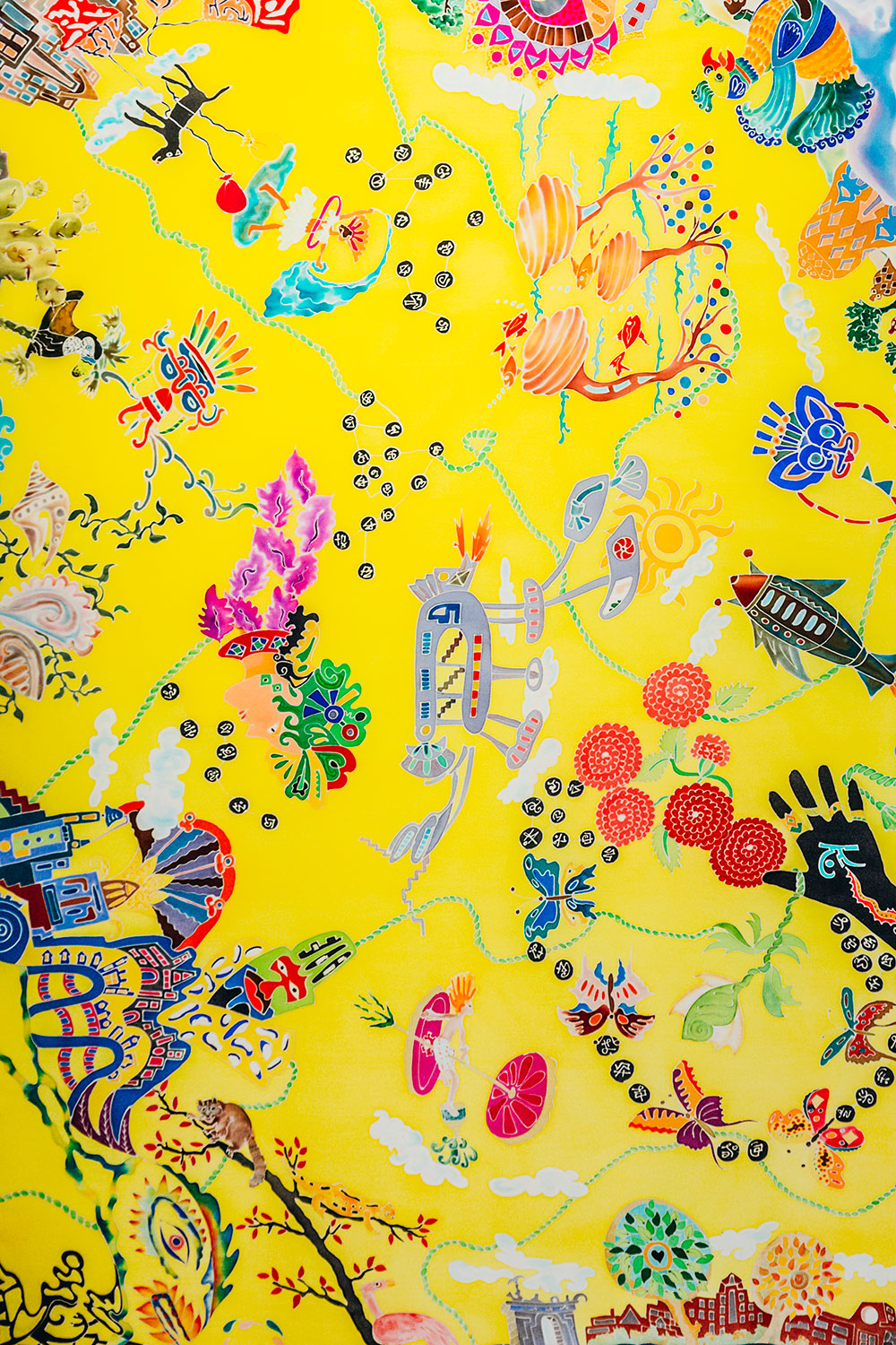 Silk Painting of Doodles Detail